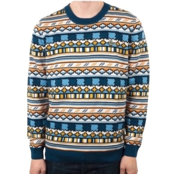 LIVE LACOSTE ABSTRACT NOVELTY PRINT PULLOVER SWEATER SIZE 7 XXL - Picture 1 of 16